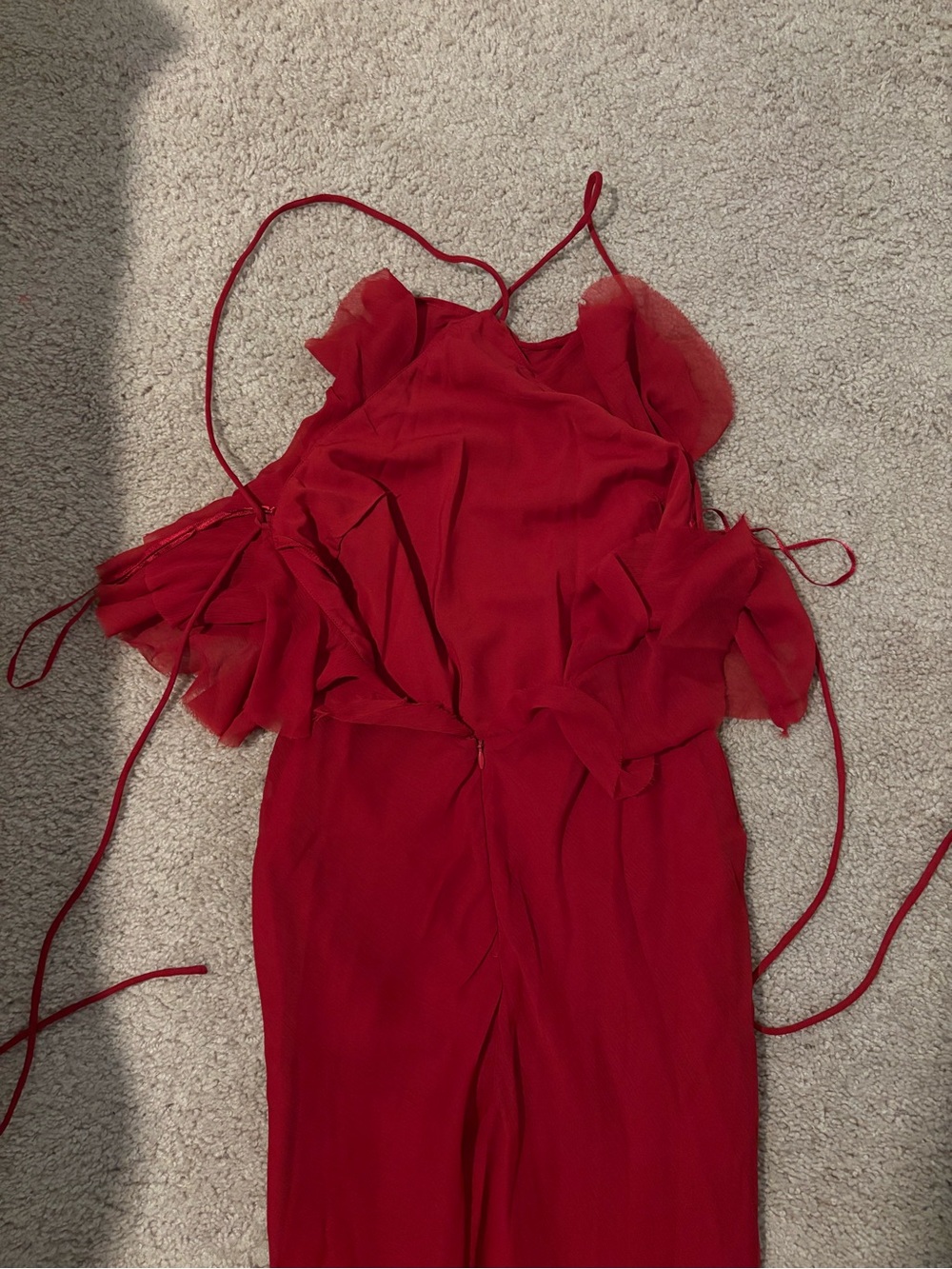 NWT ✨ ASOS Design Red Ruffle One-Shoulder Evening Gown - Picture 3 of 7